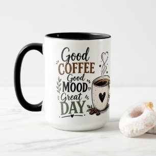 Inspirational Coffee Quote Black Handle Ceramic Mug