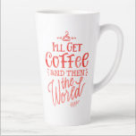 Inspirational Coffee Quote Red Calligraphy Tall Latte Mug<br><div class="desc">Tall white latte mug with inspirational coffee quote in red ombre calligraphy. This funny coffee quote will spur procratinators and coffee lovers into action. There's a good chance some of their best plans are made over a cup of coffee! The hand lettering and calligraphy reads "I'll get coffee and then...</div>