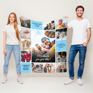 Inspirational Comfort Custom Messages & 12-Photo Fleece Blanket