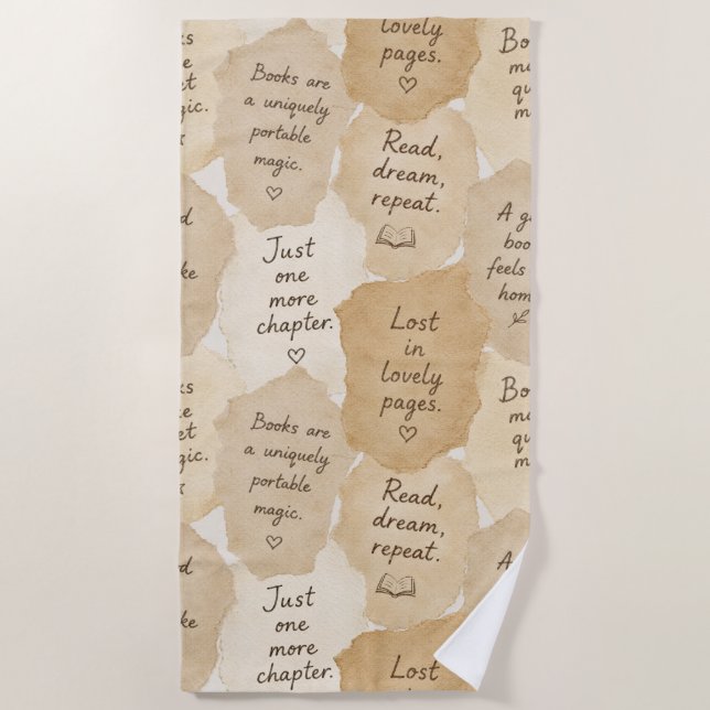 Inspirational Cream Books Magic   Beach Towel (Front)