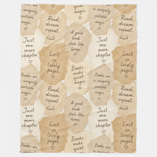 Inspirational Cream Books Magic   Fleece Blanket (Front)