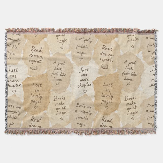 Inspirational Cream Books Magic   Throw Blanket (Front)