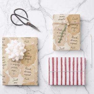 Inspirational Cream Books Magic   Wrapping Paper Sheet