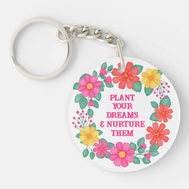Inspirational Create Your Own Floral Monogram Key Ring (Front)
