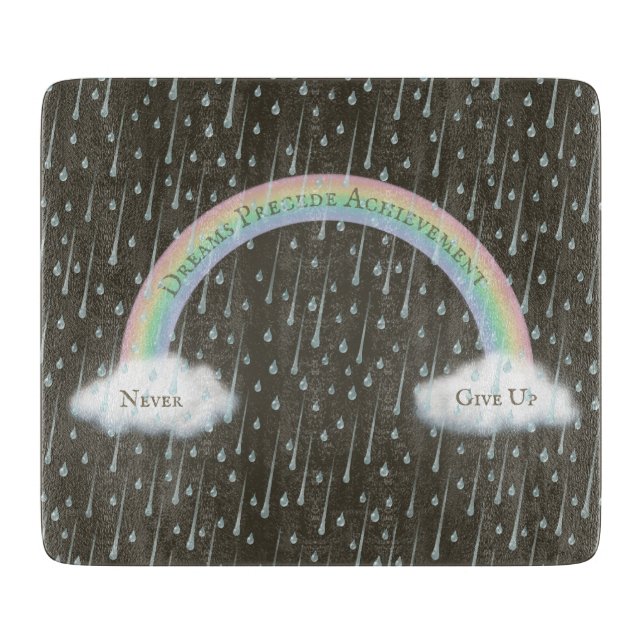 Inspirational Custom Message Rainbow in a Deluge Cutting Board (Front)