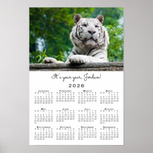 Inspirational Custom Tiger Photo 2026 Calendar Poster