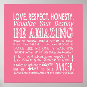 Inspirational Dance Quotes Poster- Pink Poster