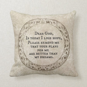 Inspirational Dear God Prayer Quote Cushion