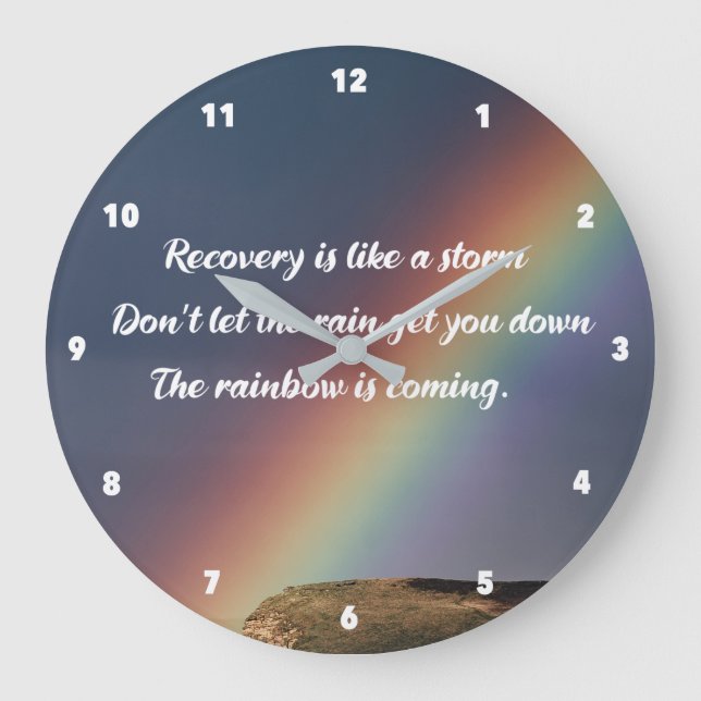 Inspirational Drug Addiction Recovery Quote Rehab Large Clock (Front)