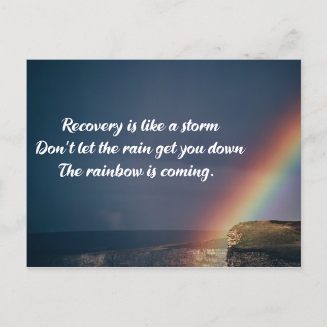 Inspirational Drug Addiction Recovery Rainbow Postcard (Front)