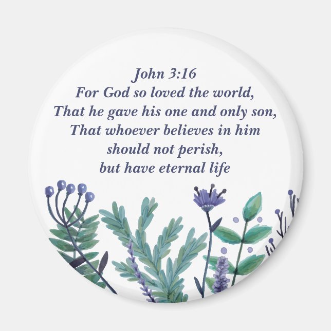 Inspirational Easter Bible Verse John 3:16 Floral Magnet (Front)