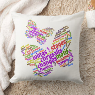 Inspirational Elegant Butterfly Tag Cloud Cushion