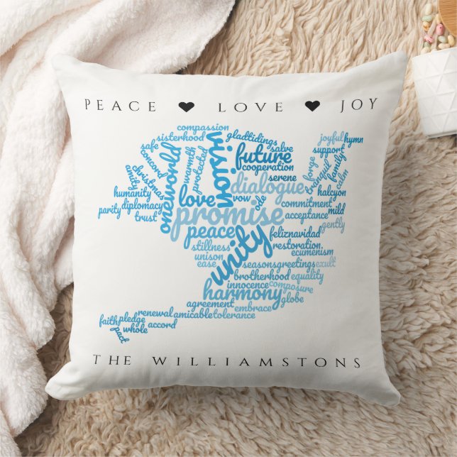 Inspirational Elegant Dove of Peace Tag Cloud Cushion (Blanket)