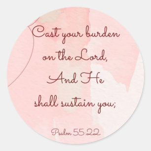Inspirational Encouragement Bible Verse Psalm 55 Classic Round Sticker