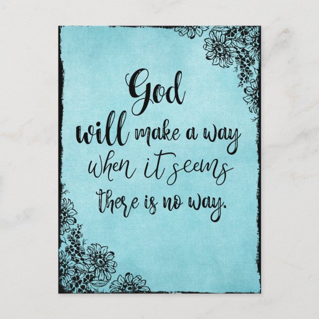 Inspirational Faith Quote  God will Make a Way Postcard (Front)