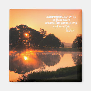 Inspirational Faith Sunrise Bible Verse Magnet