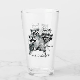 Inspirational Family Quote Cute Raccoons Animal Glass