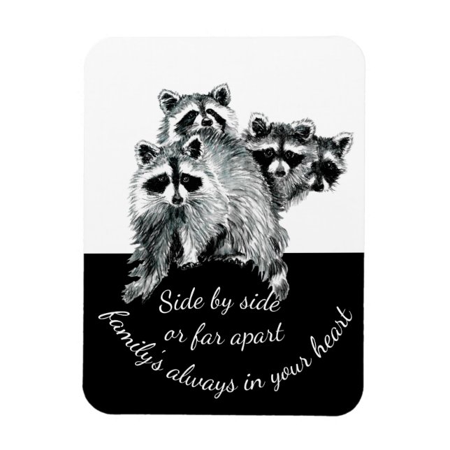 Inspirational Family Quote Cute Watercolor Racoon Magnet (Vertical)