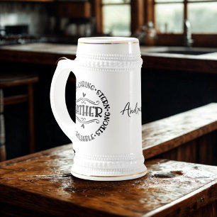 Inspirational Father's Day Quote Custom Name White Beer Stein
