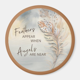 Inspirational Feather & Angel Quote Watercolor 3" Magnet