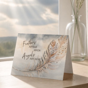Inspirational Feather & Angel Quote Watercolor Note Card