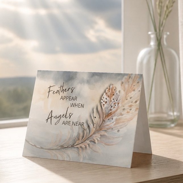 Inspirational Feather & Angel Quote Watercolor Note Card (Creator Uploaded)