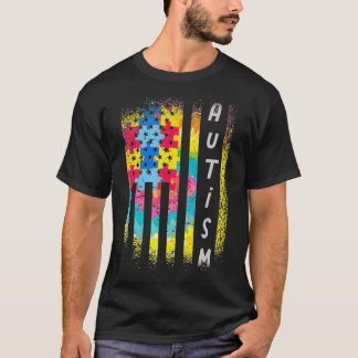 Inspirational Flag Autism Puzzle  T-Shirt