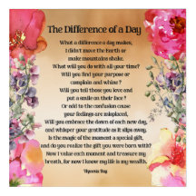 Inspirational Floral Acrylic Wall Art Poem