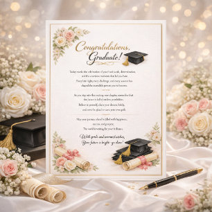 Inspirational Floral Graduation Message Holiday Card