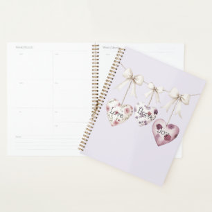 Inspirational Floral Love Hope Joy Hearts Bow Planner
