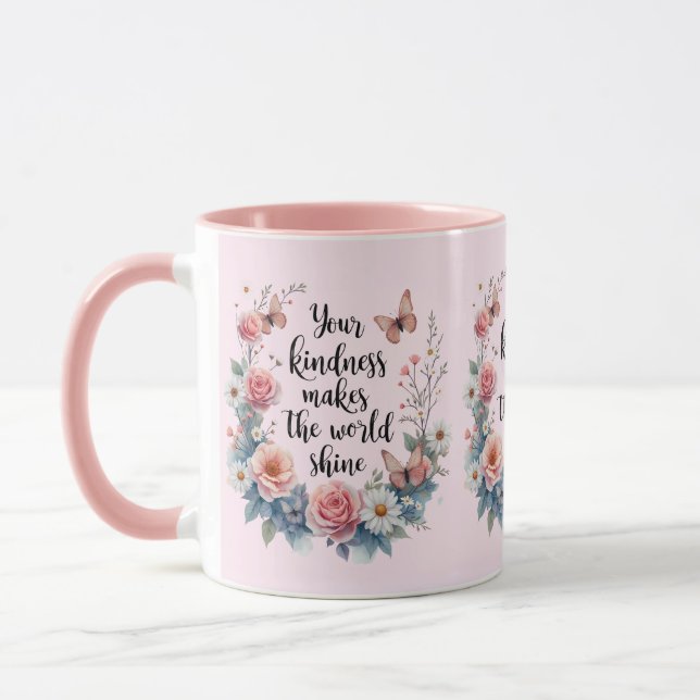 Inspirational Floral Quote with Butterflies Mug (Left)