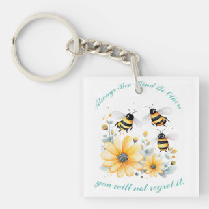 inspirational flowers bee kind  key ring