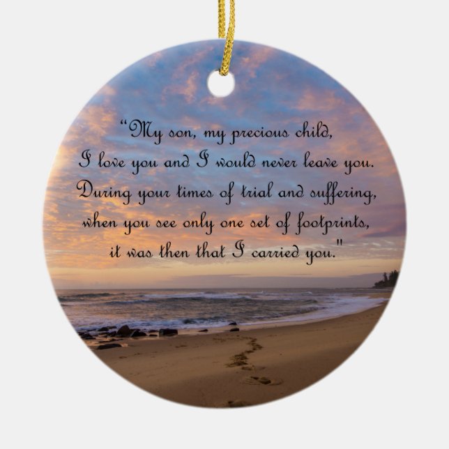 Inspirational Footprints Ending Ceramic Tree Decoration (Front)