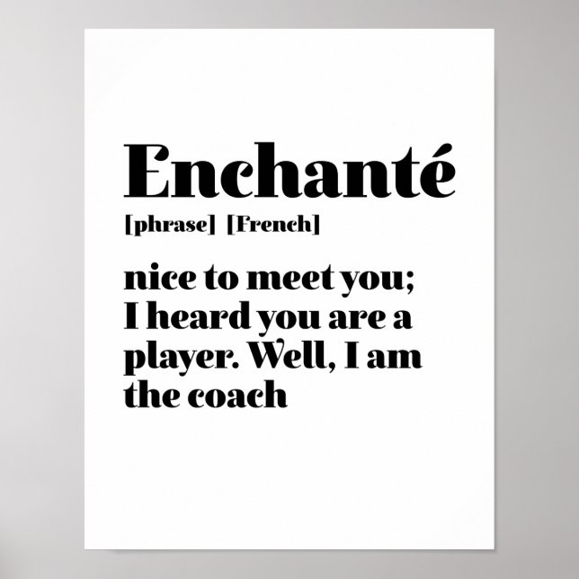 Inspirational French Enchante Nice To Meet You Poster (Front)