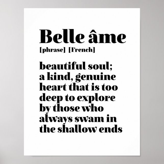 Inspirational French Word Beautiful Soul Belle Ame Poster (Front)