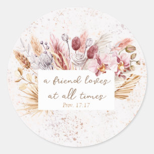 Inspirational Friendship Bible Verse Boho Classic Round Sticker