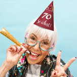 Inspirational Funny Burgundy Floral 70th Birthday Party Hat<br><div class="desc">Inspirational and funny burgundy floral 70th birthday party hat. Inspirational text 70 so what is a modern white script and is perfect party hat for someone celebrating the 70 years and has a sense for humour. The design has beautiful watercolor red roses and twigs and a dark red background and...</div>