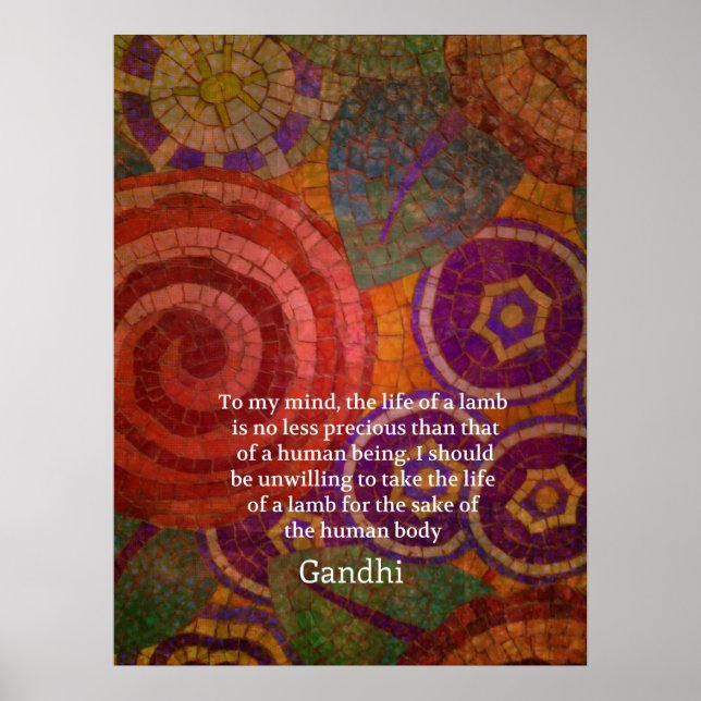 Inspirational Gandhi animal rights quote ART Poster (Front)