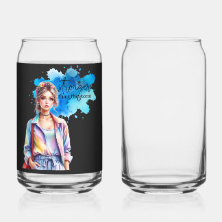 Inspirational Girl Graphic  Can Glass