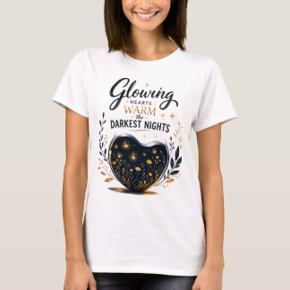 Inspirational Glowing Hearts Warm Darkest Nights T-Shirt