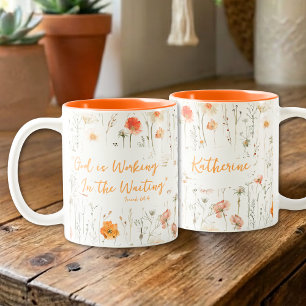 Inspirational God Is Working Wildflowers Faith Two-Tone Coffee Mug