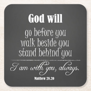 Inspirational God Will Quote with Bible Verse Square Paper Coaster