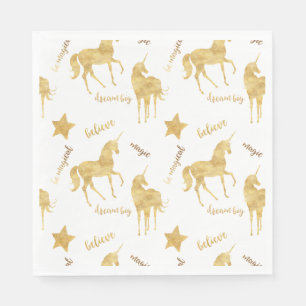 Inspirational Gold Unicorns Stars Napkin