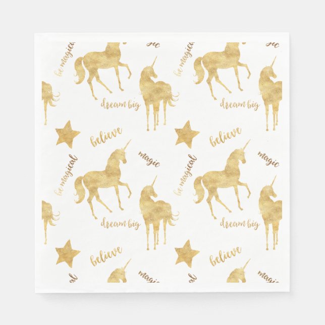Inspirational Gold Unicorns Stars   Napkin (Front)