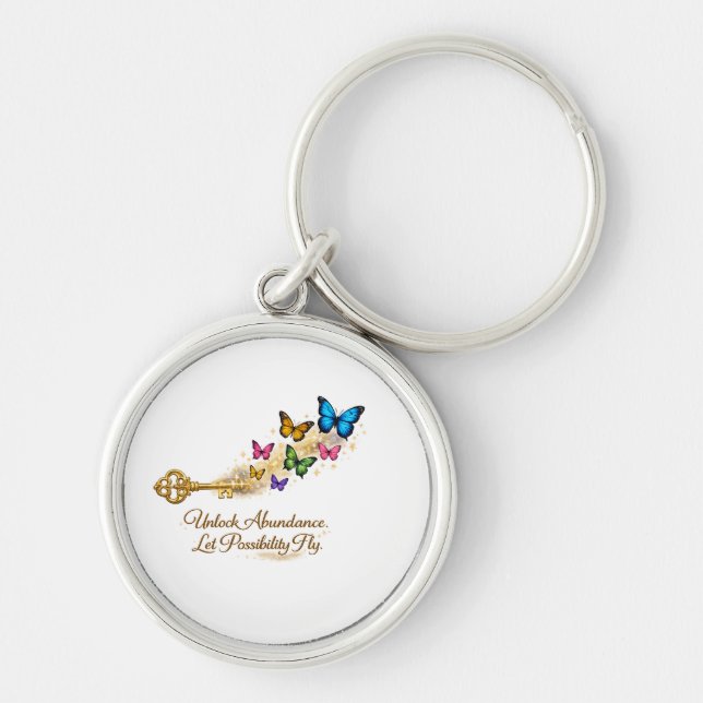 Inspirational Golden Key & Butterfly Keychain (Front)
