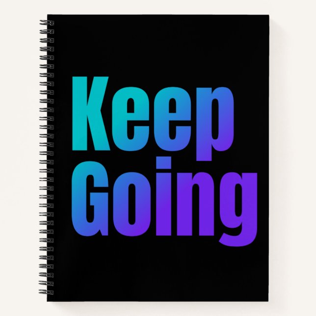Inspirational Gradient Colourful Text Keep Going Notebook (Front)