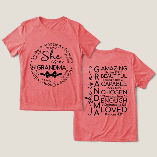 Inspirational Grandma Tri-Blend Shirt (Design Front & Back)