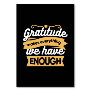 Inspirational Gratitude Typography Quotes Table Number