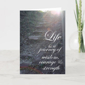 Inspirational greeting Life is a journey steps sun Card