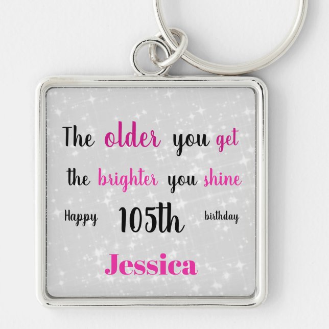 Inspirational Happy 105th Birthday Key Ring (Front)